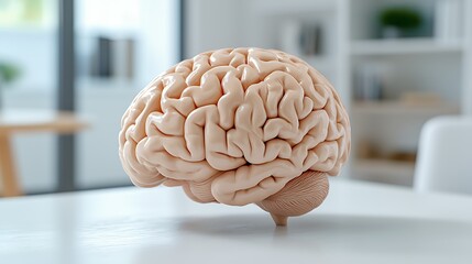 Detailed Human Brain Model on White Table