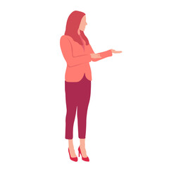 Woman in business attire presenting