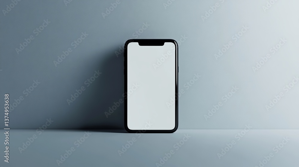 Poster blank smartphone mockup on gray background for app showcase and ui design presentation and advertisi