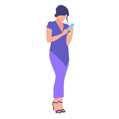 Woman using a phone, stylish and modern illustration