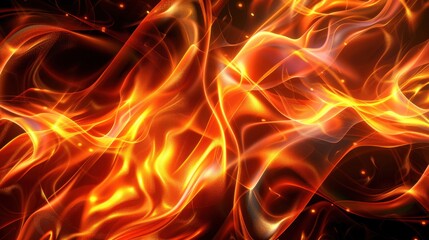 Vibrant Flames Dancing in Dark Background with Dynamic Glow Effects