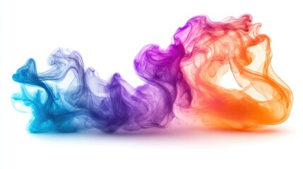 Gradient of Flowing Colored Smoke Transitioning from Blue to Purple to Orange for Artistic and Dreamy Design 