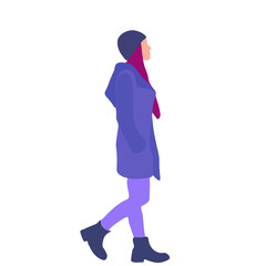 Woman walking in winter attire