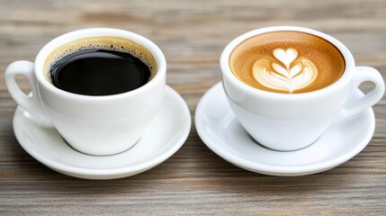 Two Exquisite Coffee Cups on a Wooden Table