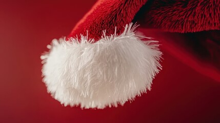 Christmas Cap: A close-up shot of a plush red cap with a fluffy white trim, invoking the spirit of the holiday season and festive cheer.