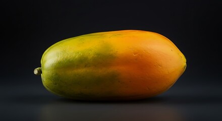 Ripe papaya on dark surface - exotic fruit's gradient color - food blogging and marketing