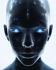 Artificial Intelligence Digital Grid Human Face Technology Concept