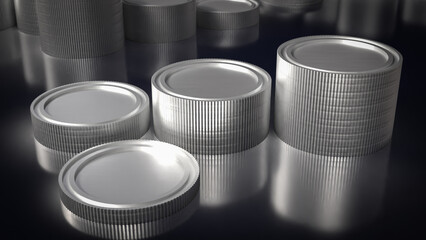 The Silver coins for Business concept 3d Rendering.