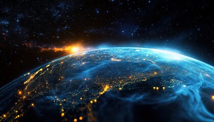 Obraz premium Global Network of Lights and Space