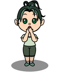 Surprise Surprising Girl Adorable Sport Lady Character Design Vector Figure Element 