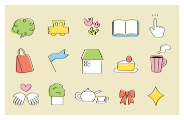 手描きのイラスト素材セット