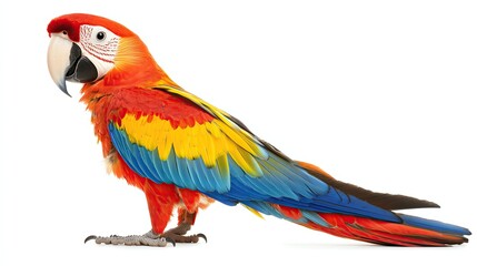 Naklejka premium Colorful macaw perched elegantly, showcasing beauty.