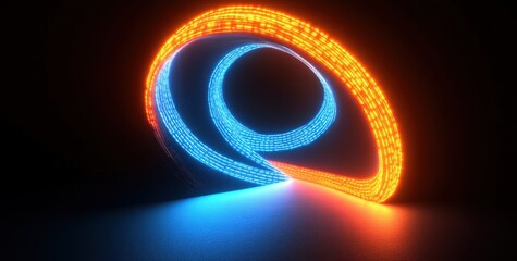 Naklejka premium Abstract Neon Light Spiral Design