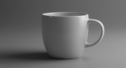 Fototapeta premium Simple White Mug on Gray Background Ideal for Mockup Templates