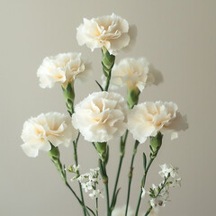Fototapeta premium minimalist white carnation and jasmine bouquet