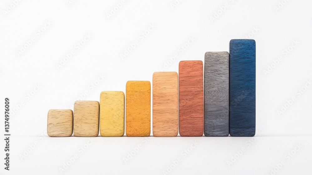 Aufkleber a series of colored blocks arranged in ascending order, symbolizing growth or progress against a min