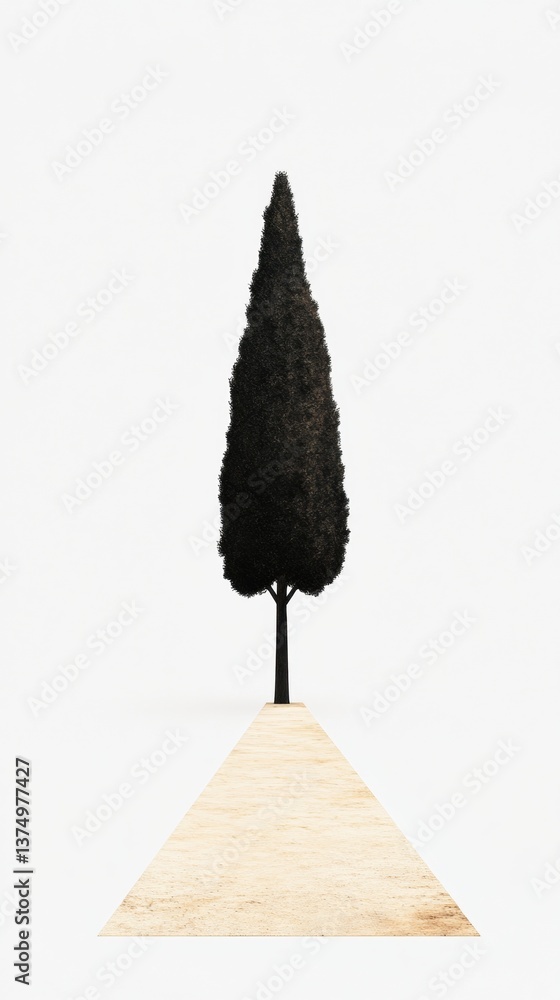 Poster a tall, slender tree stands alone on a path, creating a minimalist and striking visual against a pal