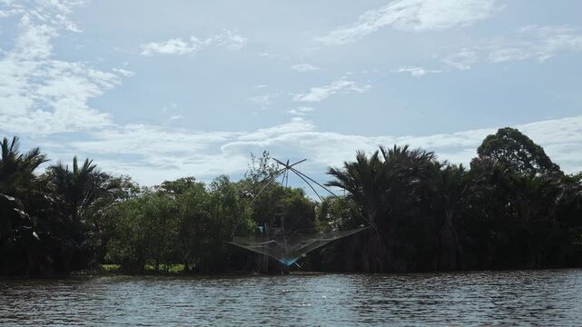The way of life of fishermen along the river, Talay Noi lake, Pak Pra village, Phatthalung, Thailand, will have a traditional local fishing equipment or 'Yor'
