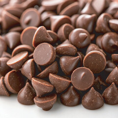A deliciously mesmerizing close-up of rich, glossy chocolate chips piled for National Chocolate Chip Day