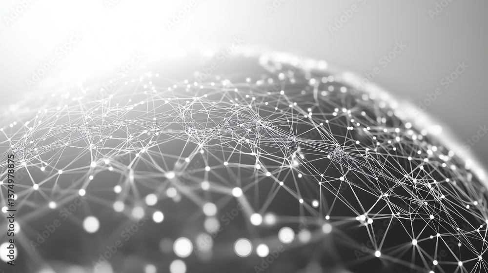 Poster 4k white global network communication background with subtle tech elements, perfect for digital and 