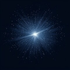 Particles radiating from center on navy background, clean tech style and futuristic design