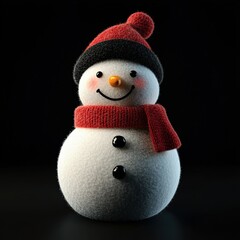 Charming 3D rendering of a cute icon crafted from fluffy felt fabric, set against a black background with symmetrical composition, soft lighting, and an isometric view