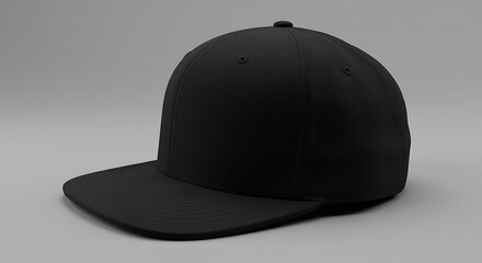 Fototapeta premium Black Baseball Cap Mockup Isolated on Gray Background for Branding
