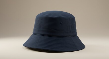Isolated Navy Bucket Hat on Studio Background Offering Sun Protection