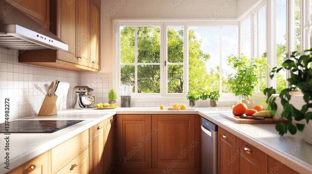 Poster a modern and sophisticated kitchen design featuring a narrow layout with efficient and functional wo