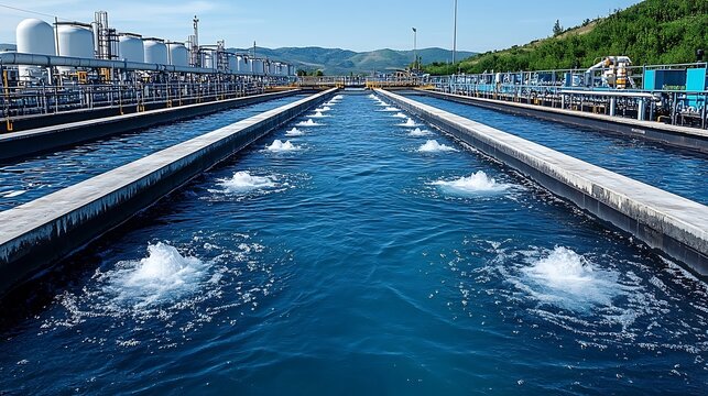 Water treatment plant with aeration basins.
