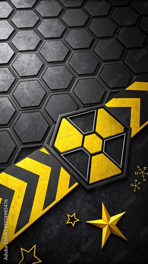 Poster energetic warning: an eye-catching scene with a striking geometric design. the image features a high