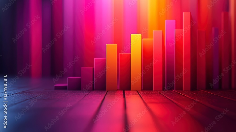 Aufkleber Brightly colored bar chart on a vibrant background representing business performance and positive trends in data