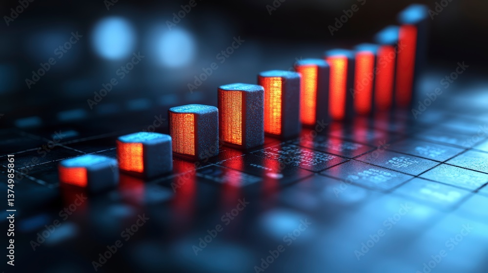 Poster A detailed computer chip emitting a red light signifying technological innovation and advanced engineering design