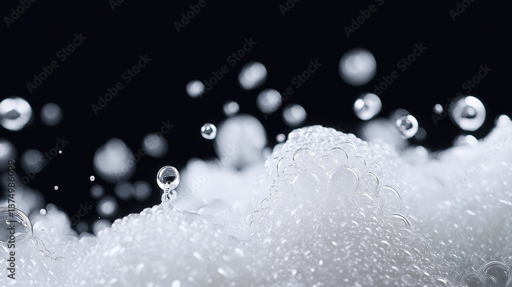 Aufkleber close-up of a group of bubbles floating in the air. the bubbles are of different sizes and shapes, w