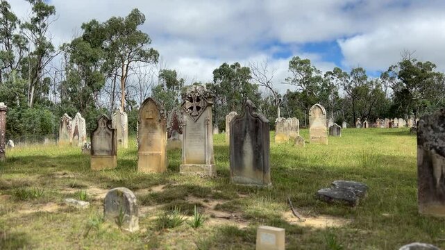 Graveyard very old in the middle of a gumtree forest