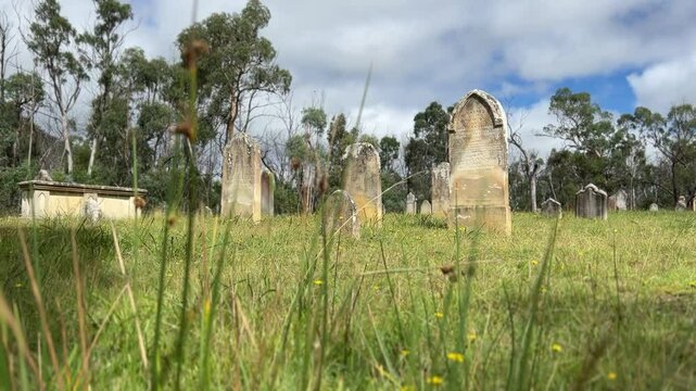 Graveyard very old in the middle of a gumtree forest