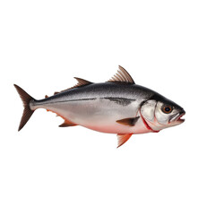 Naklejka premium A beautiful, isolated image of a silver fish with a black stripe and red fins, perfect for various design projects.
