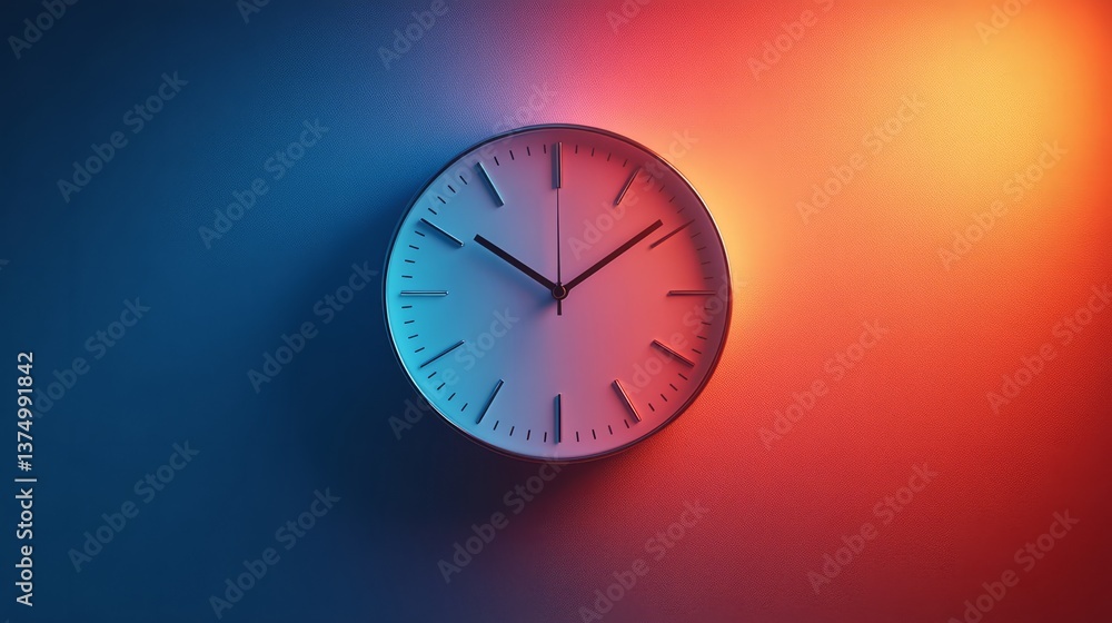 Poster a neumorphic digital clock displaying time with soft shadows and elegant gradients