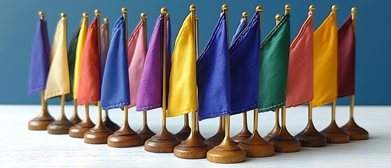 Fototapeta premium Colorful Mini Flags on Stands.