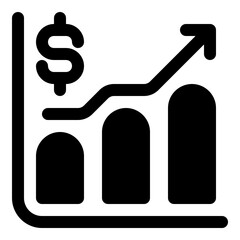 Chart with dollar icon for stock market and growth
