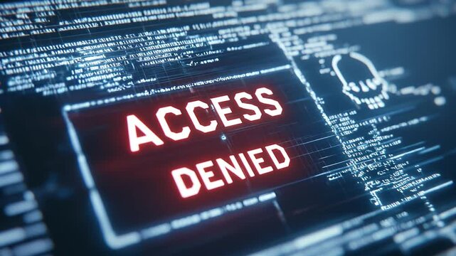 Access Denied: A striking visual metaphor illustrating a security breach with a clear message of access denial, conveying the essence of cyber threats and digital security. - Powered by Adobe
