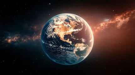 Obraz premium Stunning View of Earth in Space with Cosmic Background and Stars