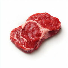Obraz premium Raw ribeye steak isolated on white background showing marbled red beef meat for cooking and grilling 