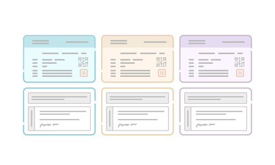 健康保険証（表裏）ベクターアイコンのカラーバリエーションセット
