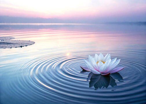 Beautiful lotus flower in water background for meditation and relaxation peaceful zen nature scene