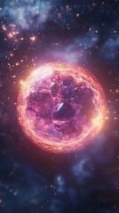Obraz premium Fiery Orb in Cosmic Nebula