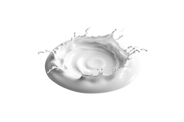 3D rendering of water drops splashing in a circle on a white background