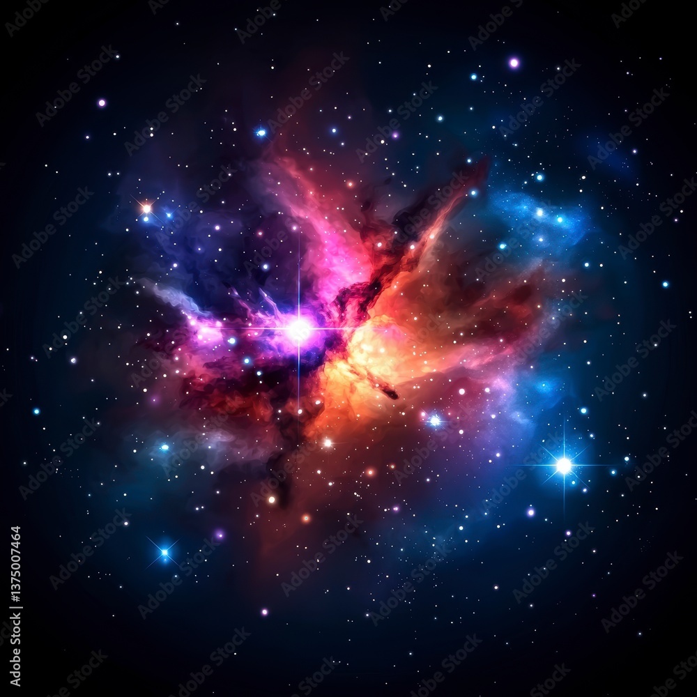Poster exploring cosmic nebulae outer space digital art stellar environment cosmic viewpoint celestial conc