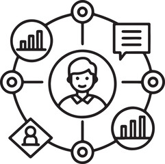 Customer data vector icon. Customers care or help center icon in flat filled and outline stroke line art.