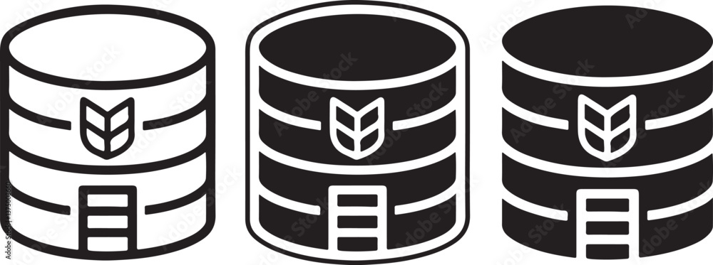Poster data center vector icons. online data, host, server and storage icon in flat filled and outline stro